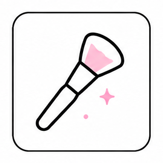 Pink makeup brush and glam sparkles